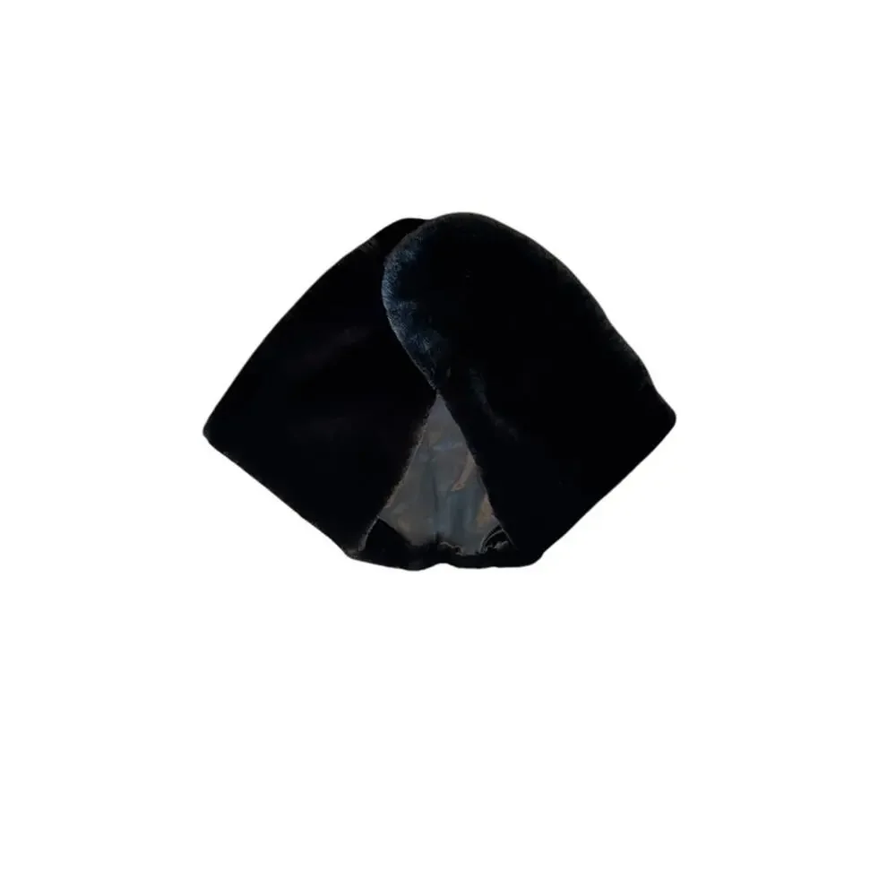 Size Elegant Black Faux Fur Stole Wrap Shrug One Size
